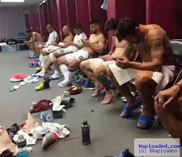 Interesting Dressing Room Photo Of Lionel Messi & Others Glued To Their Phones
